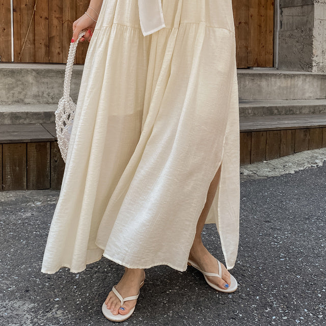 Bustier Wrinkle Long Dress