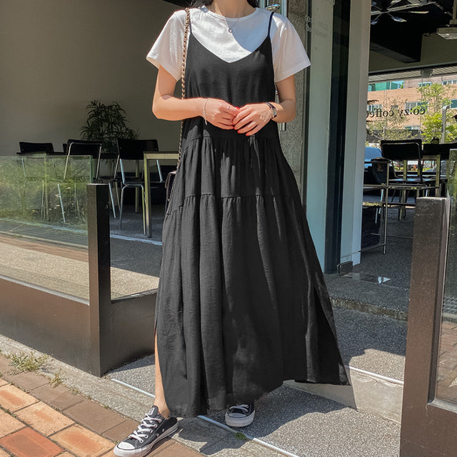 Bustier Wrinkle Long Dress