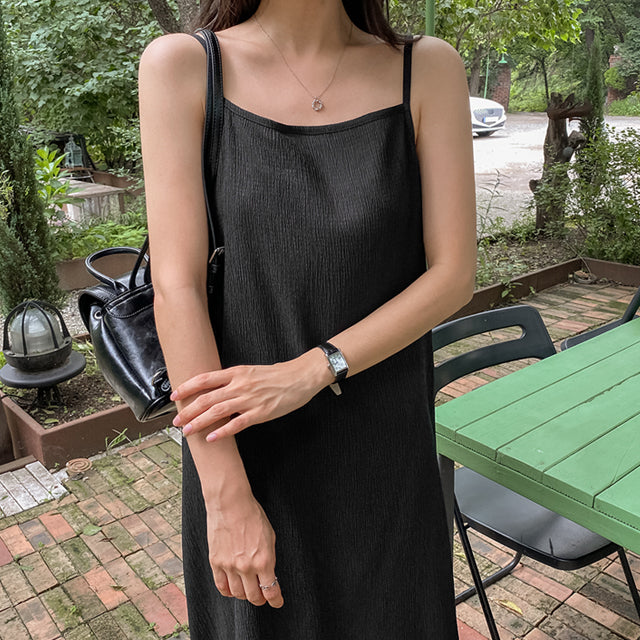 Wrinkled A-Line Sleeveless Dress