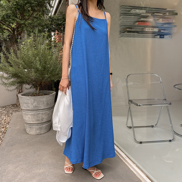 Wrinkled A-Line Sleeveless Dress