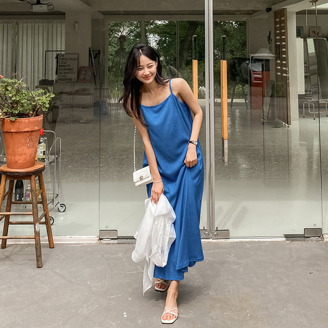 Wrinkled A-Line Sleeveless Dress