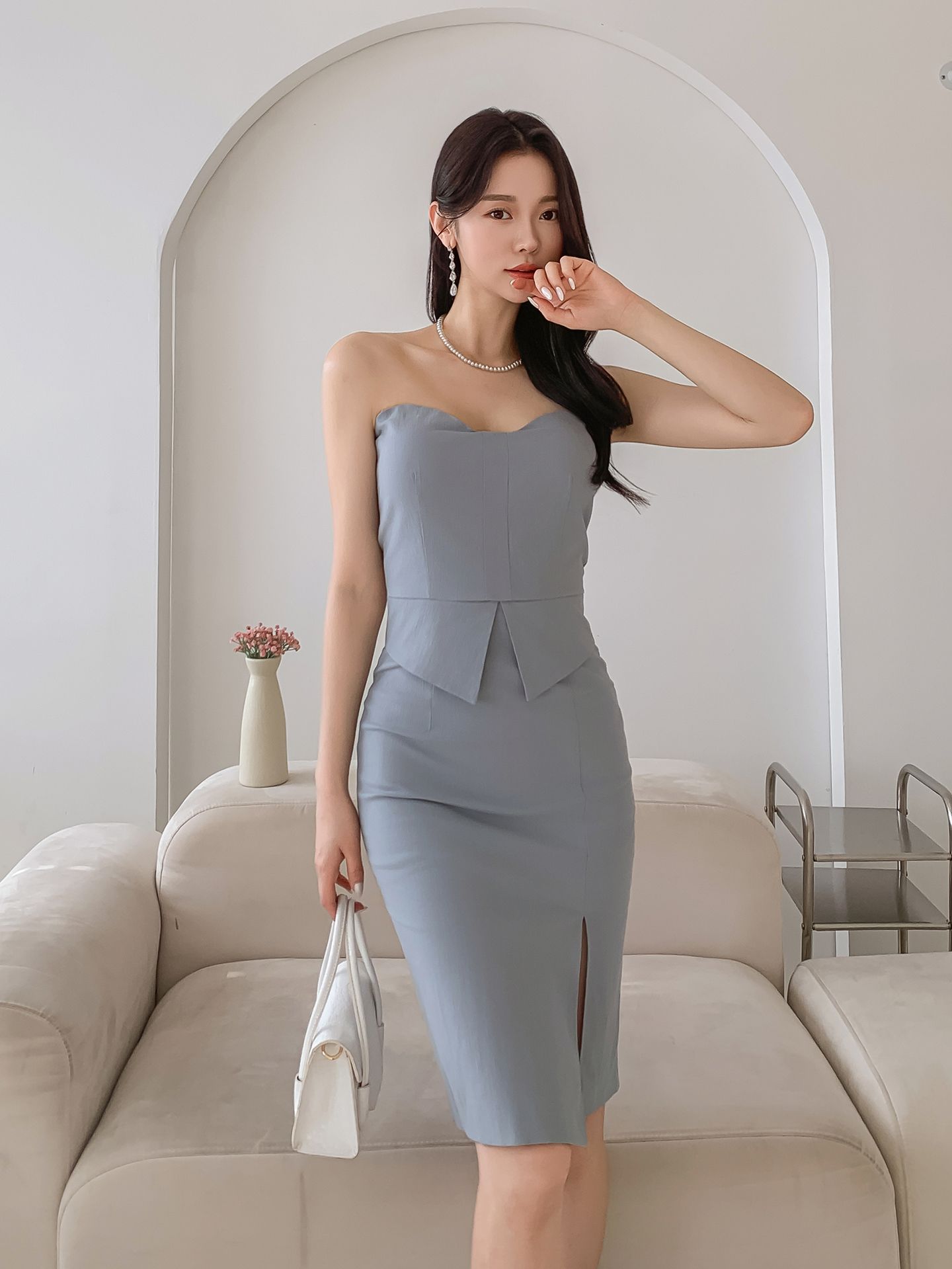 Ponytail dress Tube top Stretch dress Denim dress