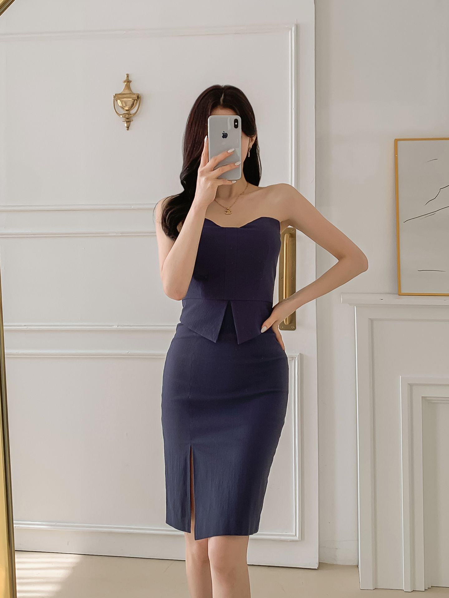 Ponytail dress Tube top Stretch dress Denim dress