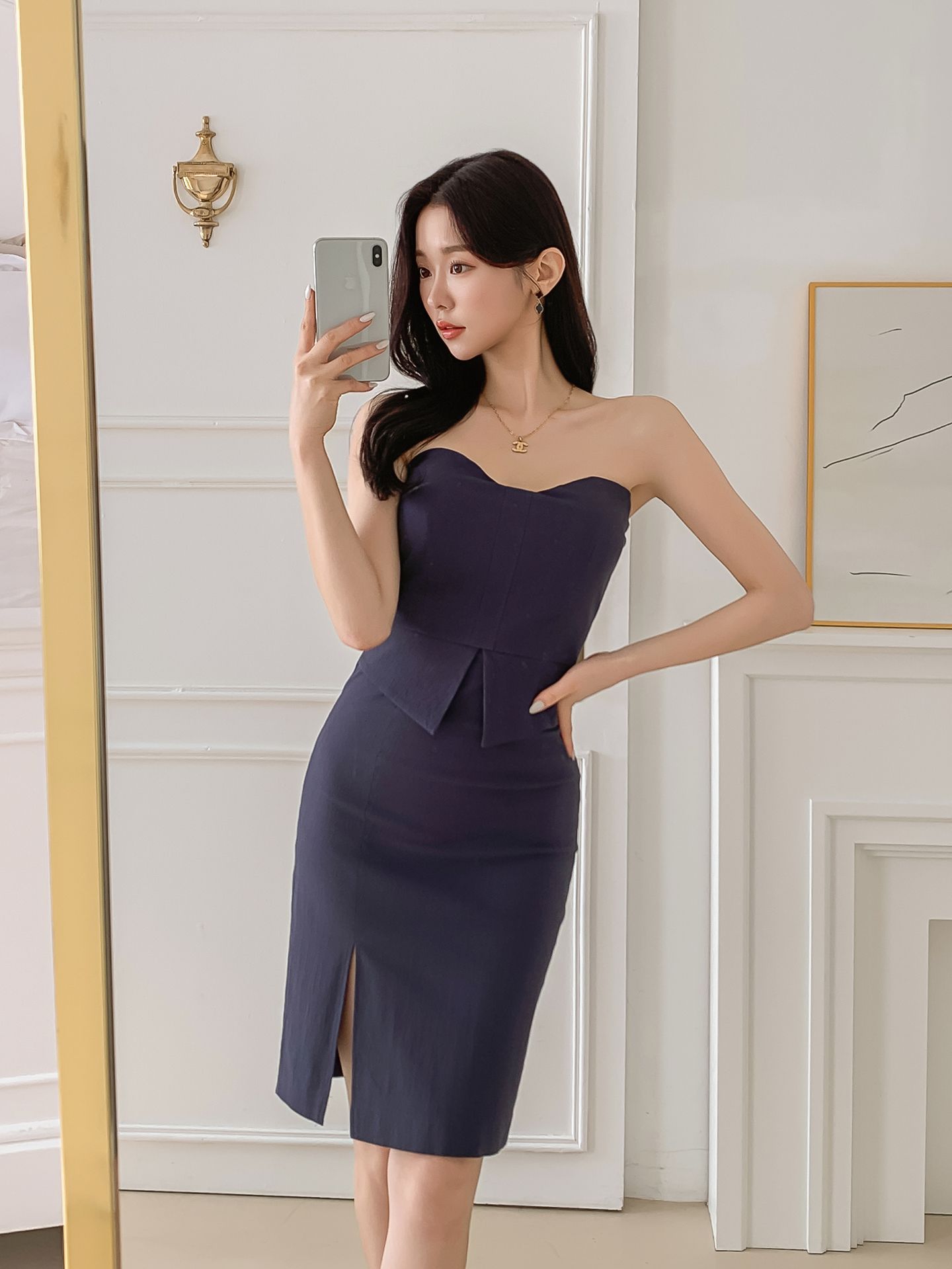 Ponytail dress Tube top Stretch dress Denim dress